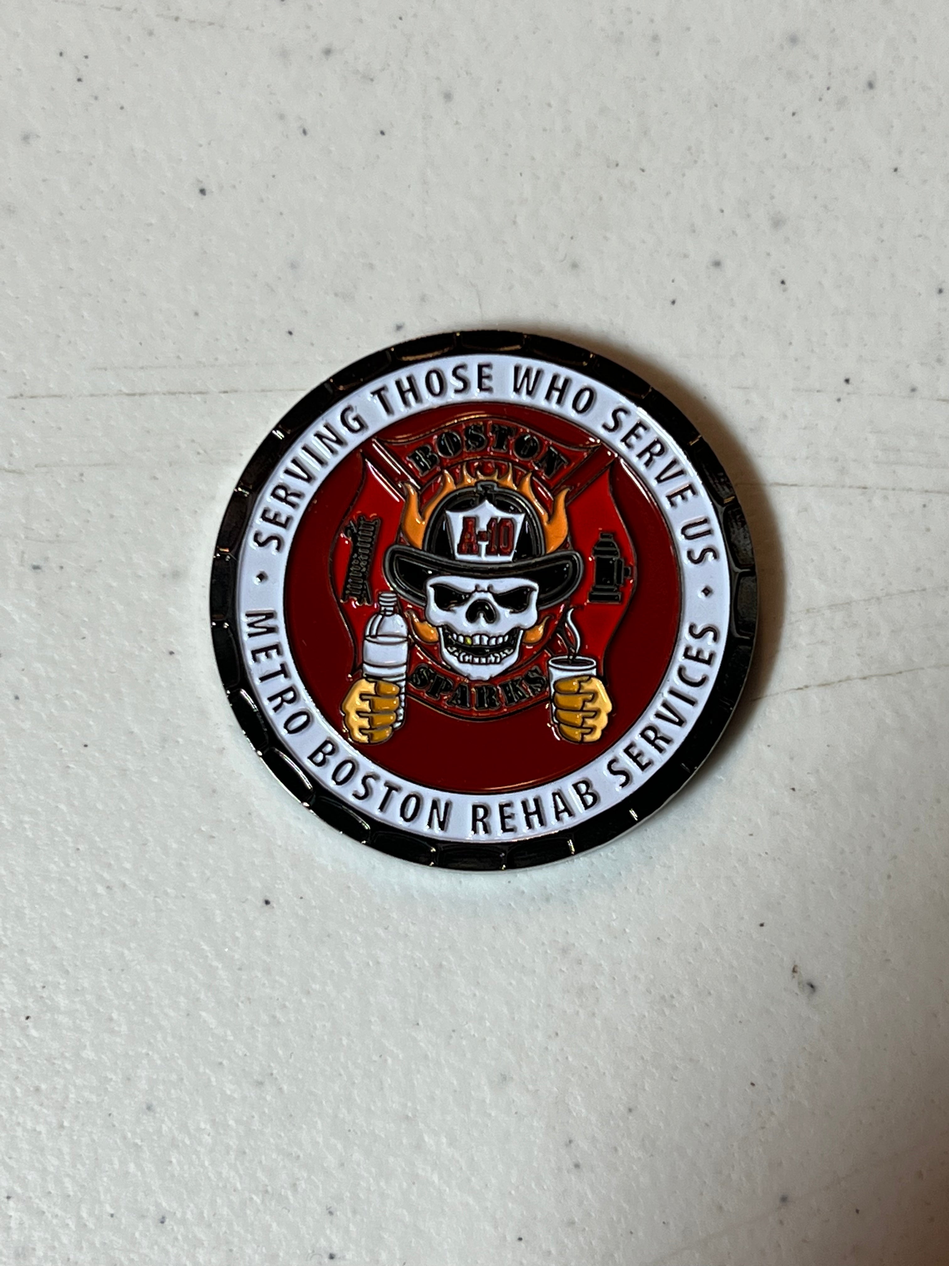 Challenge Coin: Boston Sparks A-10 Rehab Services – Boston Fire Museum